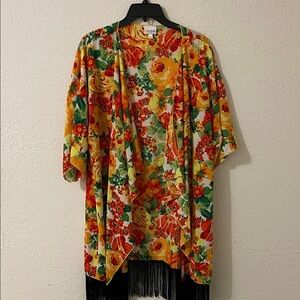 LuLaRoe Floral Cape with Fringe